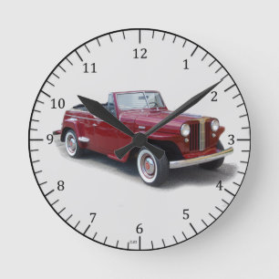Horloge murale rouge Jeepster 1950