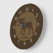 Horloge murale Rustic Moose Cabin Log Home (Angle)