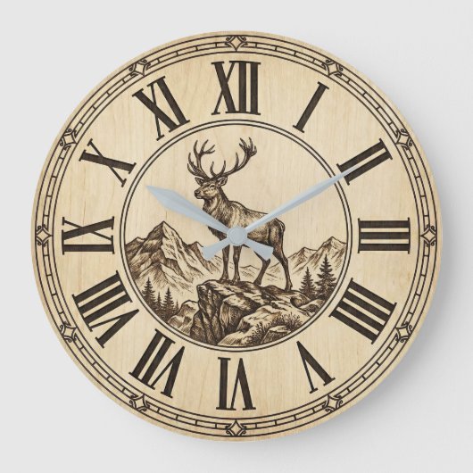 Horloge murale Rustique Cerf Montagne | Cabane de (Recto)