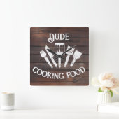 Horloge murale rustique "Dude Cuisine Food" - BBQ  (Maison)