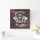 Horloge murale Rustique "Licence De Grill" - BBQ D (Maison)