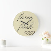 Horloge murale rustique - Oeufs frais de ferme (Maison)