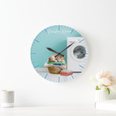 Horloge Murale, Salle De Laverie Avec Chat (Maison)