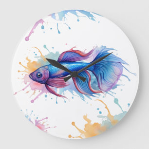 Horloge murale - série aquarelle : Betta Fish