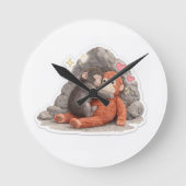 Horloge murale singe bébé mignon – Anima esthétiqu (Recto)