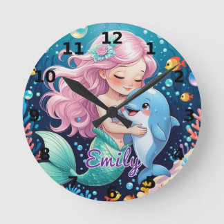 Horloge murale sirène et dauphin – Personnalisée
