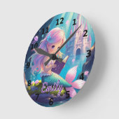 Horloge murale sirène mignonne en train de lire (Angle)