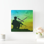 Horloge murale Soldat militaire Silhouette (Maison)