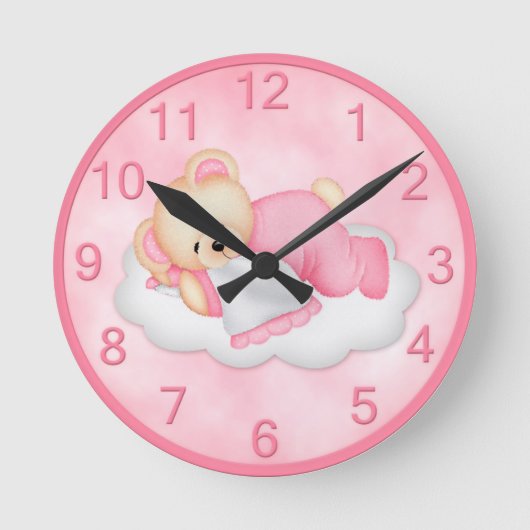 Horloge murale somnolente de rose d'ours (Recto)