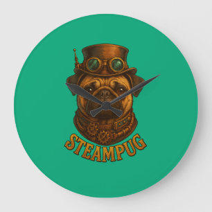 Horloge murale Steampunk Pug - vintage "Steampug"