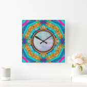 Horloge murale super Mandala Aqua bleu violet (Maison)