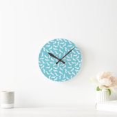 Horloge murale teckel bleu et blanc (Maison)