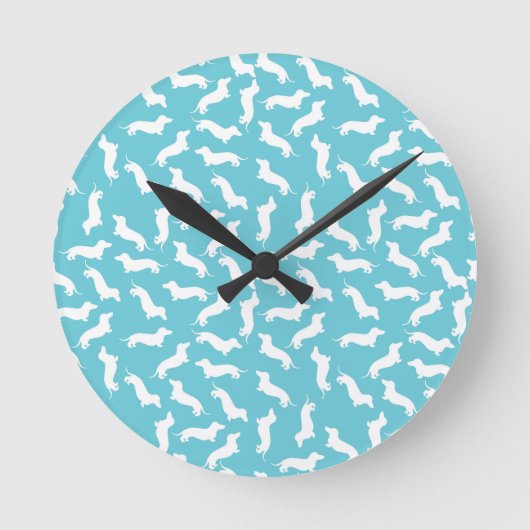 Horloge murale teckel bleu et blanc (Recto)