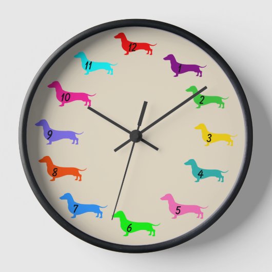 Horloge murale teckel multicolore (Recto)