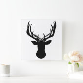 Horloge murale - Tête de cerf de stade noir et bla (Maison)