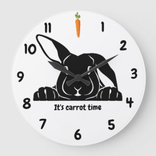 Horloge murale tête de lapin noir et blanc