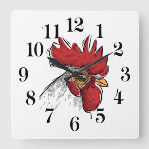 Horloge murale tête de poulet