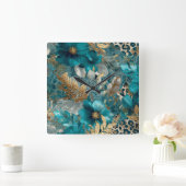 Horloge murale texture turquoise (Maison)