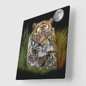 Horloge murale tigre et petits (Angle)