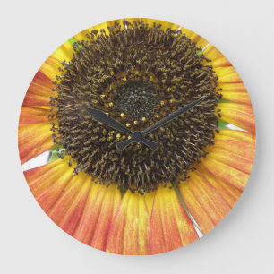 Horloge murale tournesol orange