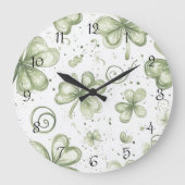 Horloge murale Trèfle à trois feuilles aquarelle | (Recto)