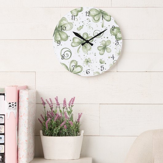 Horloge murale Trèfle à trois feuilles aquarelle |