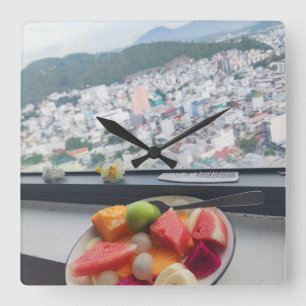 Horloge murale Tropical Fruit Bowl & Vue sur la vi