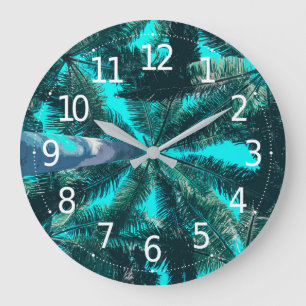 Horloge murale tropicale des arbres   d'été vert