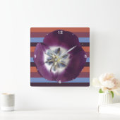 Horloge murale Tulipe violette et rayures (Maison)