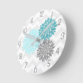 Horloge murale turquoise Aqua Grey Dahlia (Angle)
