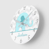 Horloge murale turquoise Aqua Grey Elephant (Angle)