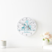 Horloge murale turquoise Aqua Grey Giraffe (Maison)