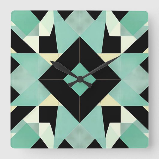 Horloge murale Turquoise et noire Art Déco (Recto)