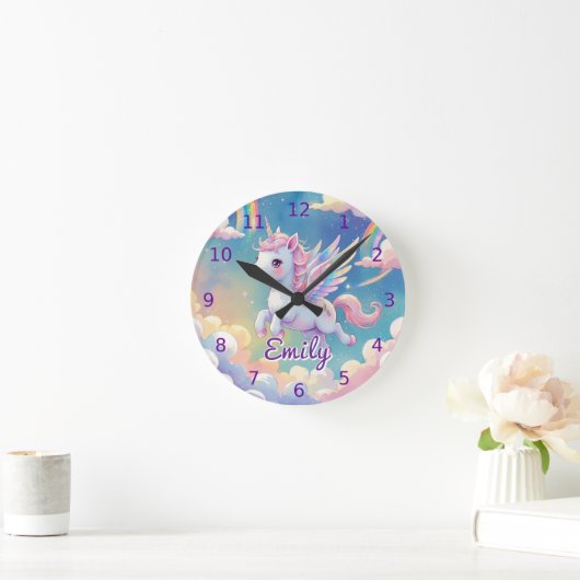 Horloge murale Unicorn - Nom modifiable (Maison)