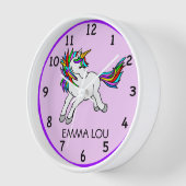Horloge murale Unicorne de l'enfant customisé (Angle)