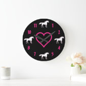 Horloge murale Unicorne ~ Rose chaud, noir et blan (Maison)