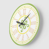Horloge murale - vert, jaune et orange (Angle)