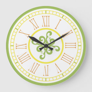 Horloge murale - vert, jaune et orange