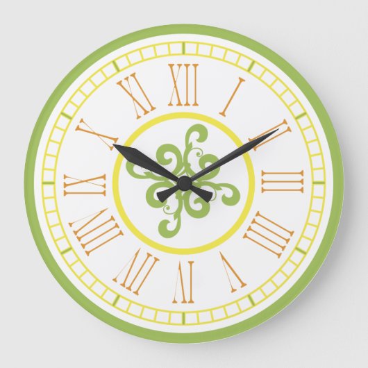 Horloge murale - vert, jaune et orange (Recto)