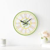 Horloge murale - vert, jaune et orange (Maison)