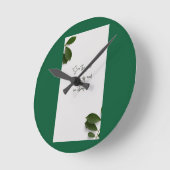 Horloge murale verte botanique moderne (Angle)