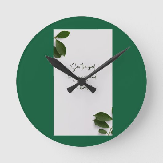 Horloge murale verte botanique moderne (Recto)
