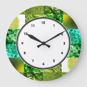 Horloge murale verte de collage de photographie