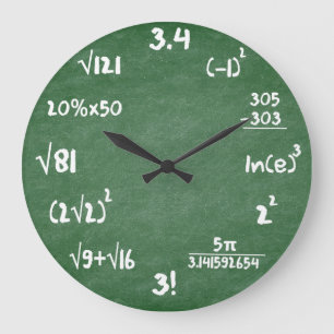 Horloge murale verte de mathématiques d'ardoise d