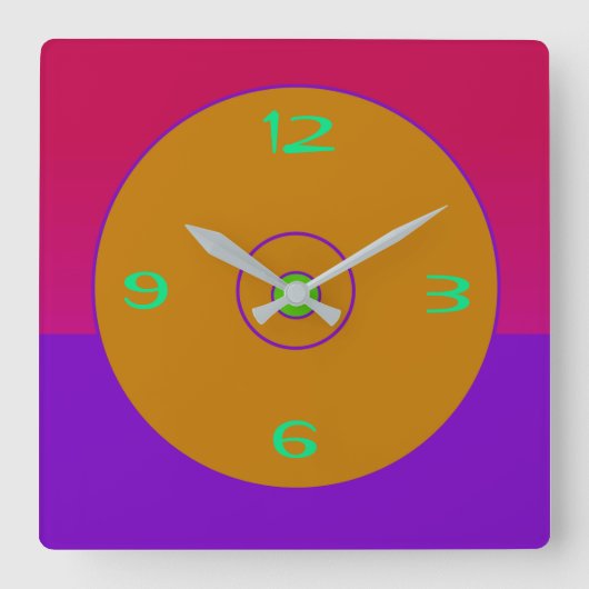 Horloge murale verte dorée rose violet vif (Recto)