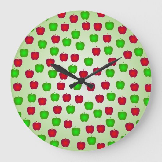 Horloge murale verte et rouge de motif de pommes (Recto)