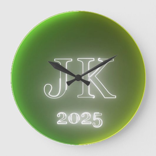 Horloge murale verte jaune JK 2025 (Recto)