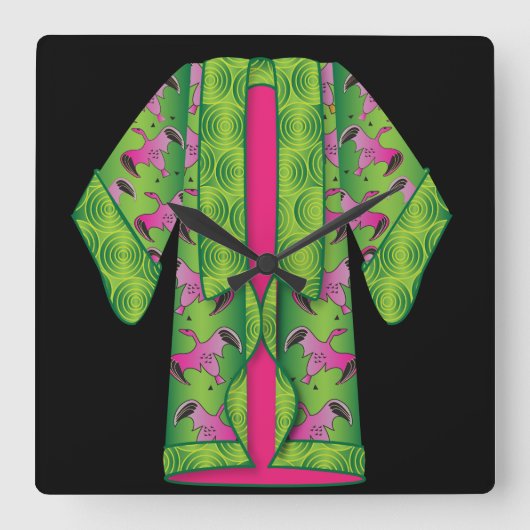 Horloge murale verte Kimono (Recto)