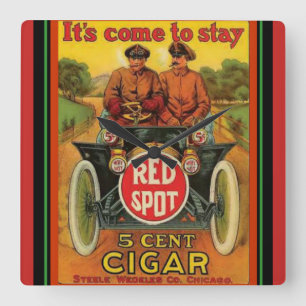Horloge murale vintage d'annonce de cigare rouge