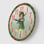 Horloge murale vintage de Noël fille (Angle)